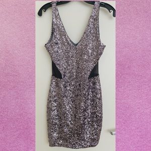 bebe Sequin Party Dress| Silver| Like New